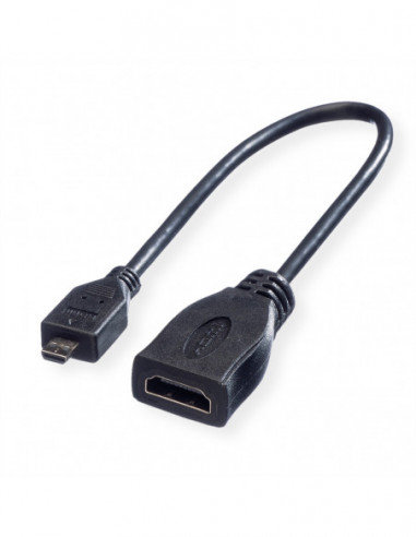 ROLINE Kabel HDMI High Speed + Ethernet, A - D, F/M, 0,15 m Roline