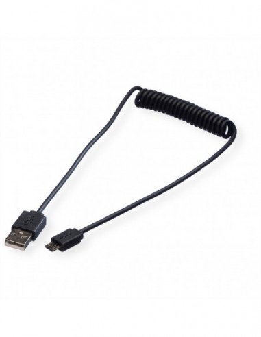 ROLINE Kabel spiralny USB 2.0, A - Micro B, M/M, 1 m Roline