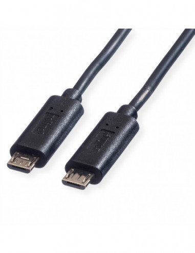ROLINE Kabel USB 2.0 do ładowania, Micro B - Micro B, M/M, czarny, 0,3 m Roline
