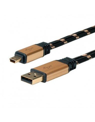 ROLINE Kabel USB 2.0 GOLD A - 5pin Mini M-M 0.8m Czarny-Złoty Roline