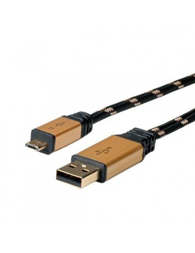 ROLINE Kabel USB 2.0 GOLD A - Micro B M-M 0.8m Czarny-Złoty Roline