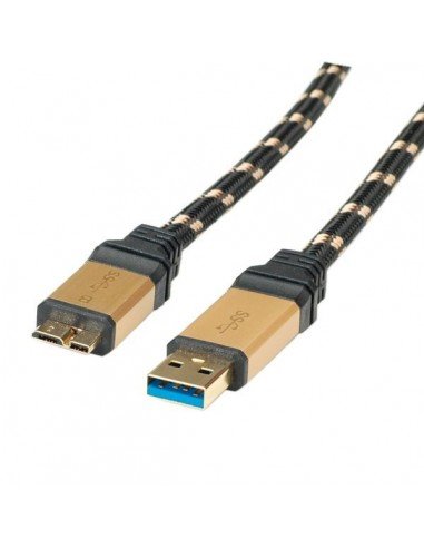 ROLINE Kabel USB 3.0 GOLD A - MicroB M-M 0.8m czarny-złoty Roline