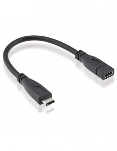 ROLINE Kabel USB 3.2 Gen 2 typu C, C-C, M/F, czarny, 0,15 m Roline