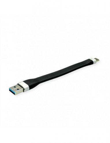 ROLINE USB 3.2 Gen 1 Silicone Cable, A-C, M/M, czarny, 11 cm Roline