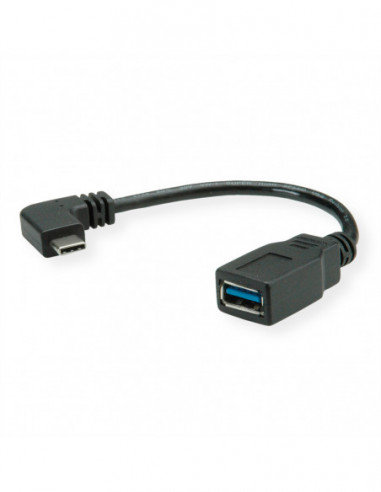 ROLINE USB Typ C 90° kątowy - A, M/F, OTG, czarny, 0,15 m Roline