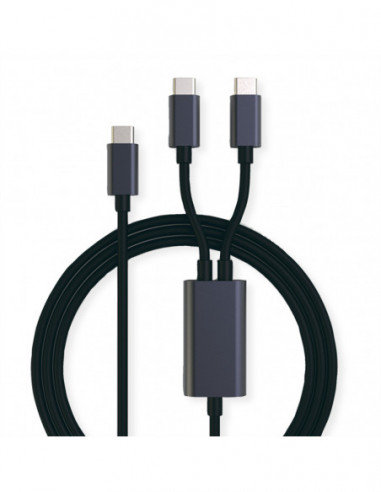 ROLINE USB2.0 Y - Splitter Charging Cable, złącza typu C, C-C, M/M, max. 100 Roline