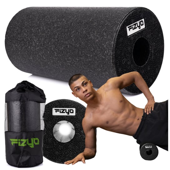 Roller Wałek do Masażu Rehabilitacji FIZYO Gładki Piankowy EPP Fitness 30x15cm Czarny Fizyo