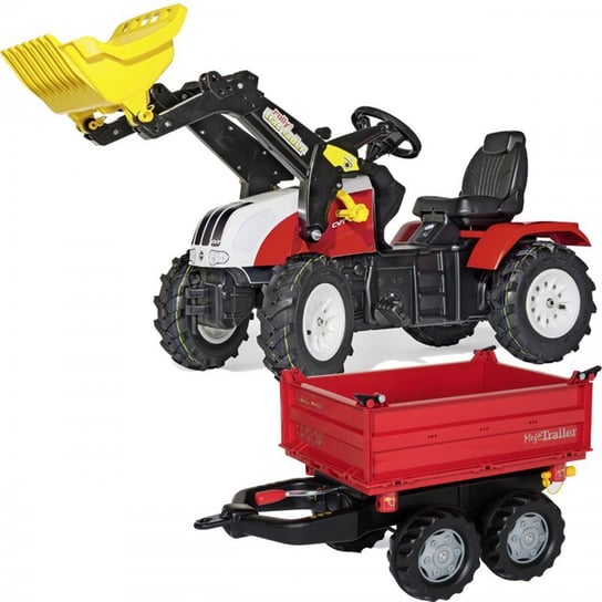 Rolly Toys, pojazd traktor na pedały Steyr w zestawie z przyczepą dwuosiową Rolly Toys