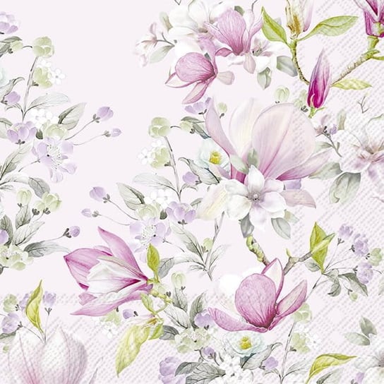 ROMANTIC MAGNOLIA serwetki ozdobne papierowe - 33x33 cm - pastelowe kwiaty magnolii różowe Inna marka