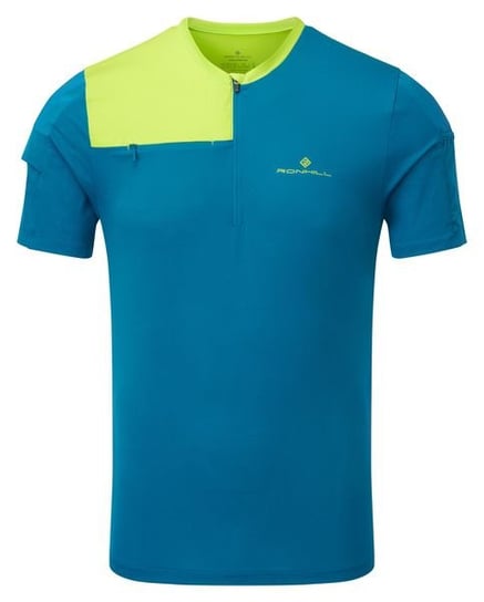 Ronhill, Męska koszulka sportowa, Men's Tech Ultra 1/2 Zip Tee, niebieska, rozmiar L RONHILL