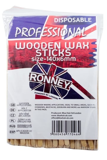 RONNEY - Drewniana szpatułka do wosku WOODEN WAX STICKS (140mmx6mm) 100 szt.       NEW Ronney