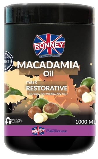 Ronney, Macadamia Oil, regenerująca maska do włosów z olejem macadamia, 1000 ml Ronney