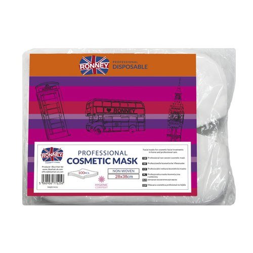 RONNEY - Profesjonalna maska kosmetyczna z włókniny COSMETIC MASK (28cmx38cm) 100 szt. Ronney