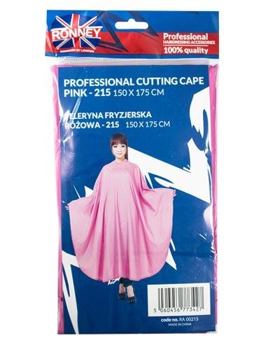 RONNEY Professional Cutting Cape Pink - 215 size 150 x 175 - Peleryna Fryzjerska różowa 215 - rozmiar 150 x 175 RA 00215 Ronney