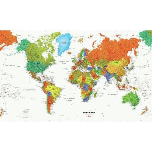 RoomMates, Mapa świata, Naklejka ścienna wielokrotnego użytku RoomMates