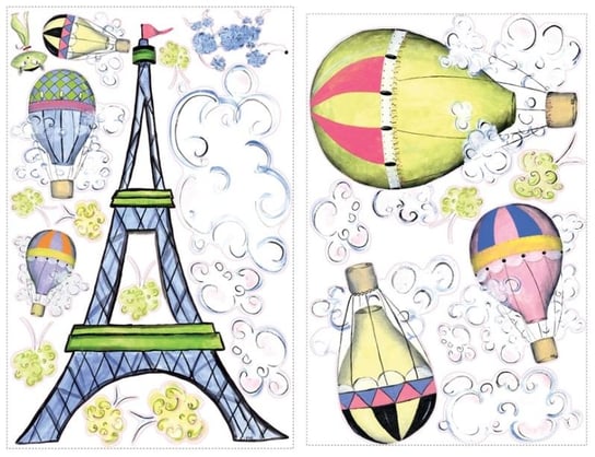 RoomMates, Naklejki wielokrotnego użytku, podróż balonem po Paryżu RoomMates
