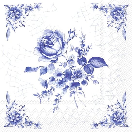 ROSE ON TILE serwetki ozdobne papierowe - 33x33 cm - niebieskie róże Inna marka