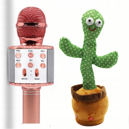 Rosfix Mikrofon do karakoke dla dzieci z bluetooth + Śpiewający, tańczący, powtarzający kaktus Rosfix