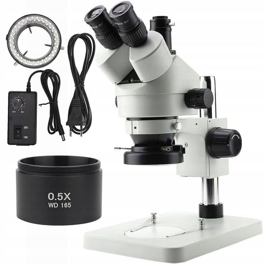 Rosfix Mikroskop stereoskopowy trinokularowy Mercury Pro MSMP-T-PS1 + Oświetlacz do mikroskopu 56xLED + Rosfix Soczewka do mikroskopu 0,5x Inna marka