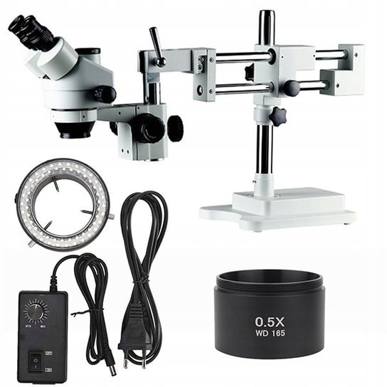 Rosfix Mikroskop stereoskopowy trinokularowy na suwnicy Jupiter Pro MSJP-T-SDMS1 + Oświetlacz do mikroskopu 56xLED + Rosfix Soczewka do mikroskopu 0,5x Inna marka