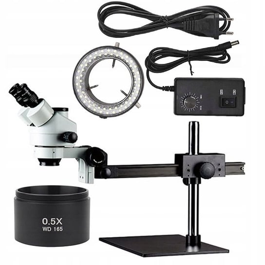 Rosfix Mikroskop stereoskopowy trinokularowy na uchwycie Pavo Pro MSPP-T-UDMS1+Oświetlacz do mikroskopu 56xLED + Rosfix Soczewka do mikroskopu 0,5x Inna marka