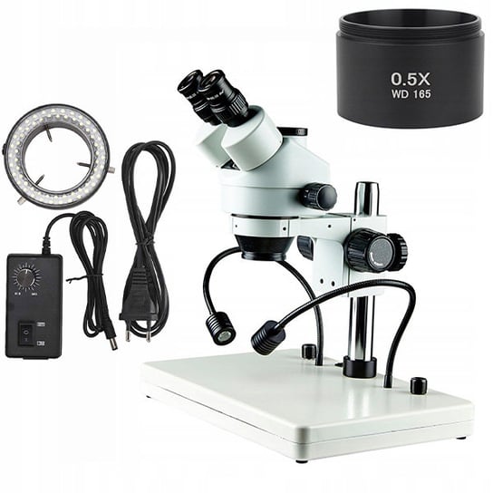 Rosfix Mikroskop stereoskopowy trinokularowy z podswietleniem bocznym Mercury Pro MSMP-T-POB+ Oświetlacz do mikroskopu 56xLED + Soczewka do mikroskopu 0,5x Inna marka