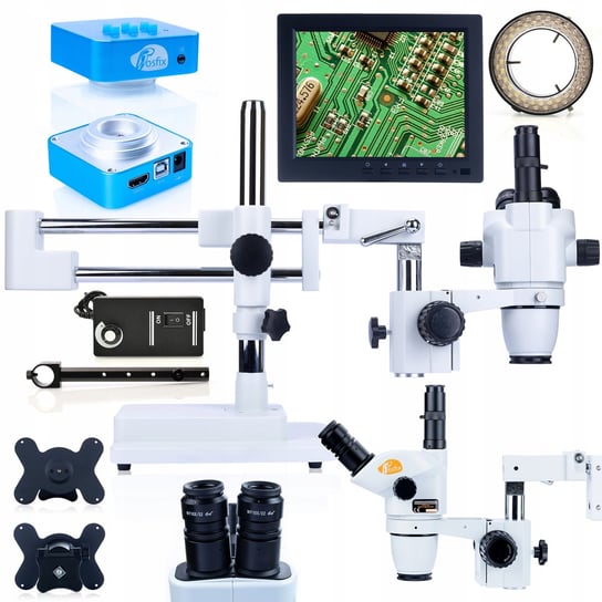 Rosfix Zestaw ProScan Mikroskop Moon Pro + Kamera Scorpius Pro + 8" Wyświetlacz + Uchwyt + Oświetlacz LED Rosfix