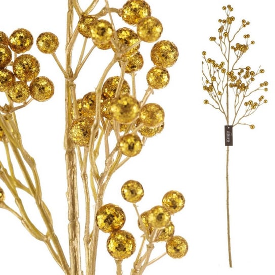 Roślina sztuczna -głązka z kulkami złota_Aluro Aluro