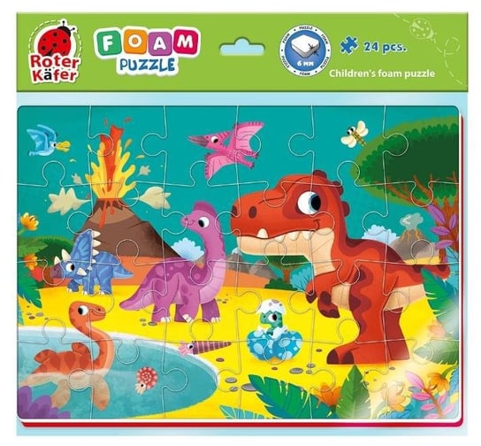 Roter Kafer, puzzle, Piankowe puzzle A4. Zabawne obrazki. Dinozaury, 24 el. Roter Kafer