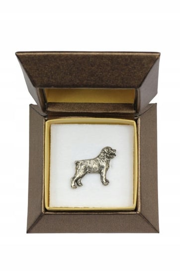 Rottweiler posrebrzany pin w pudełku broszka Inna marka