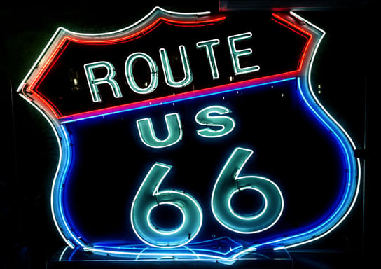 Route 66 neon sign, Carol Highsmith - plakat 60x40 cm Galeria Plakatu