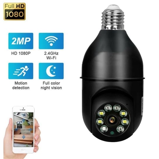 Routery 200 W 2,4 Ghz / 5 Ghz E27 Panoramiczna kamera 1080 P Kamera CCTV WiFi Noktowizor Obsługa kamery internetowej Dwukierunkowa rozmowa audio Zdalny podgląd przez smartfony OEM