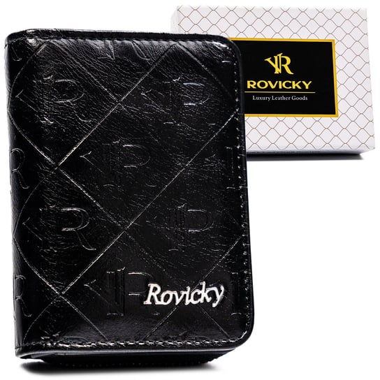 Rovicky skórzany portfel damski mały zapinany + pudełko Rovicky