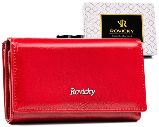 ROVICKY stylowy damski portfel skórzany portmonetka w pudełku Rovicky
