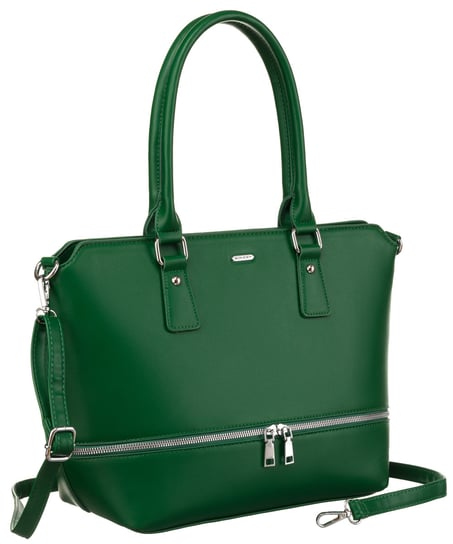 Rovicky torba damska klasyczna na ramię pojemna z paskiem A4 zielona Rovicky