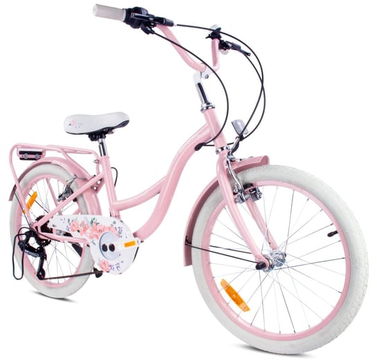 Rower 20 Cali Dla Dziewczynki Dziecięcy Shimano 6 Biegów Flower Bike Różowy Sun Baby Sun Baby