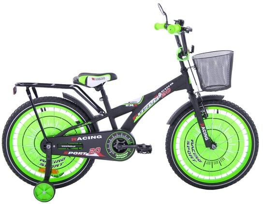 Rower Dla Dzieci Racing 20 Cali Czarno-zielony Z Koszem Racing