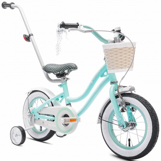 Rower dla dziewczynki 12 cali Pchacz Kółka boczne Heart bike miętowy Sun Baby