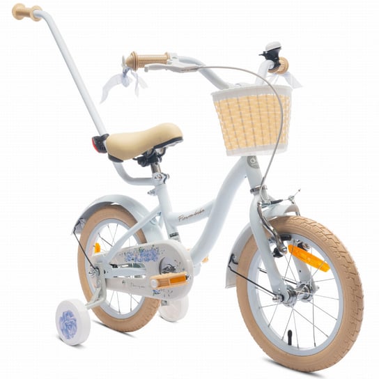 Rower dla dziewczynki 14 cali Pchacz kółka boczne Flower bike baby blue Sun Baby