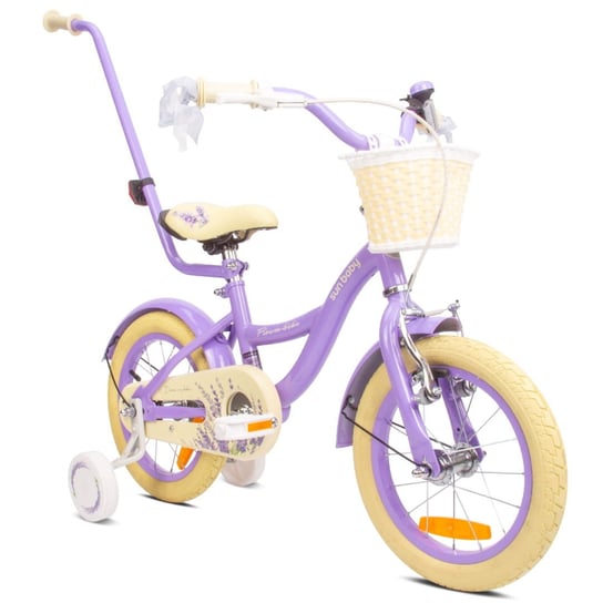 Rower dla dziewczynki 14 cali Pchacz kółka boczne Flower Bike lawendowy Sun Baby