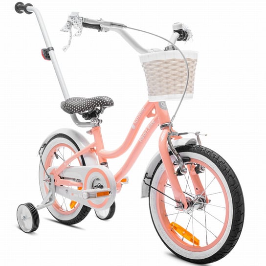 Rower dla dziewczynki 14 cali Pchacz Kółka boczne Heart bike morelowy Sun Baby