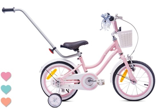 Rower dla dziewczynki 14 cali Pchacz kółka boczne Heart bike różowy Sun Baby