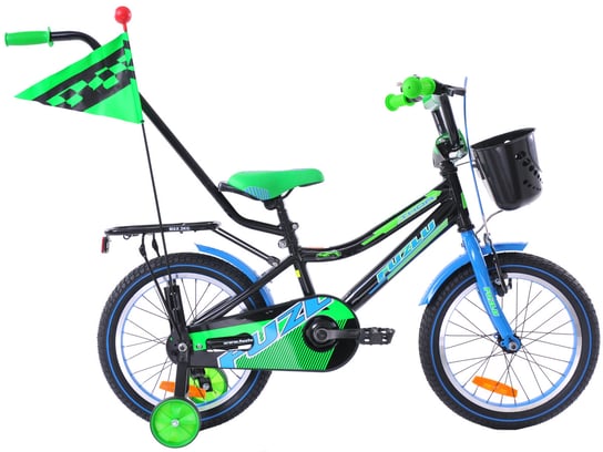 Rower Dziecięcy Fuzlu 16 Cali Czarno-niebiesko-zielony Fuzlu