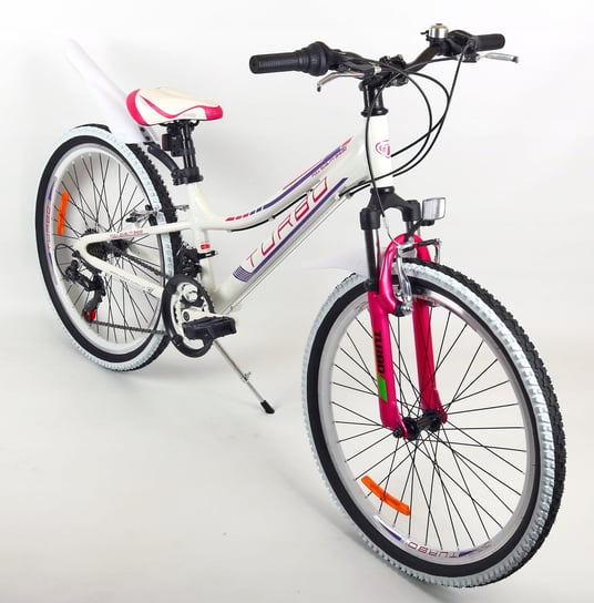 Rower dziecięcy MTB 24" GÓRSKI Junior Aluminium Biało/Różowy Art-Pol