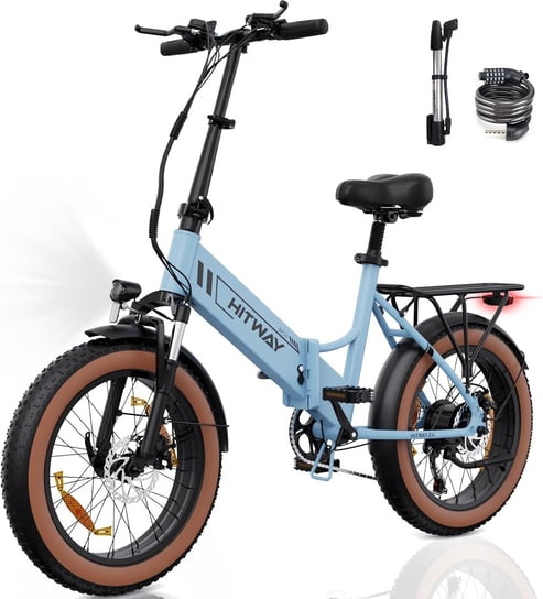Rower elektryczny HITWAY 20 * 4.0-calowy rower górski z grubymi oponami, z akumulatorem 48V10.4Ah, zasięg 35-90 km, 7 prędkości Hitway