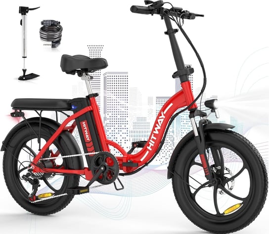 Rower elektryczny HITWAY 20" Fat Tire, akumulator 250W/36V/12Ah, 35-90km Hitway
