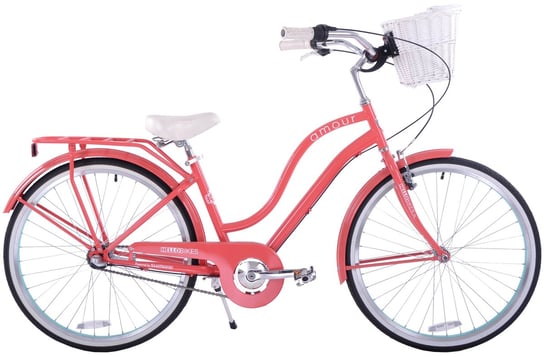 Rower miejski damski z koszykiem Hello Bikes 26 cali różowy Hello Bikes