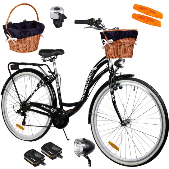 Rower Miejski MalTrack Citybike Dreamer 6-speed Black 28" + Koszyk MalPlay