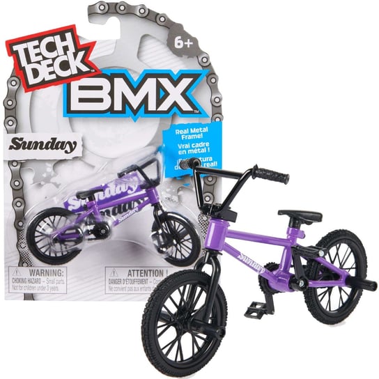 Rower mini BMX Sunday fioletowy Fingerbike + naklejki Tech Deck Spin Master Tech Deck