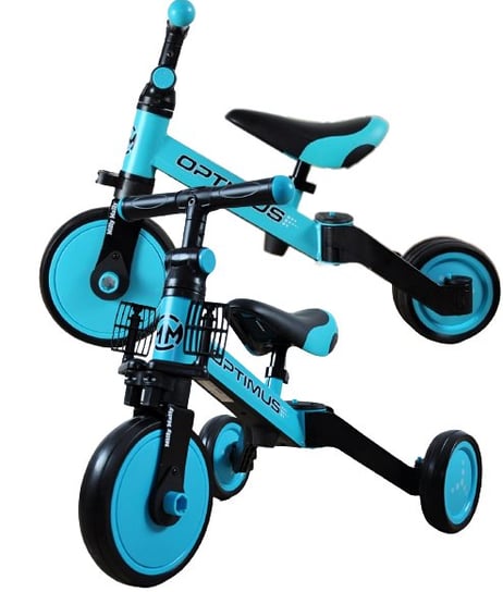 ROWEREK BIEGOWY 3w1 trójkołowy rower dla 1 2 3 latka lat Rowerek 3w1 Optimus Blue niebieski PakaNiemowlaka